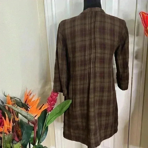 Sold Mercari CP Shades Regina Plaid Tunic Top Pin Tucks Roll Sleeves Size XS - Picture 3 of 7